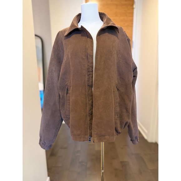 Joseph & Feiss Jackets & Blazers - Joseph & Feiss Unisex Brown Suede Bomber Jacket Full Zip Collared Size M